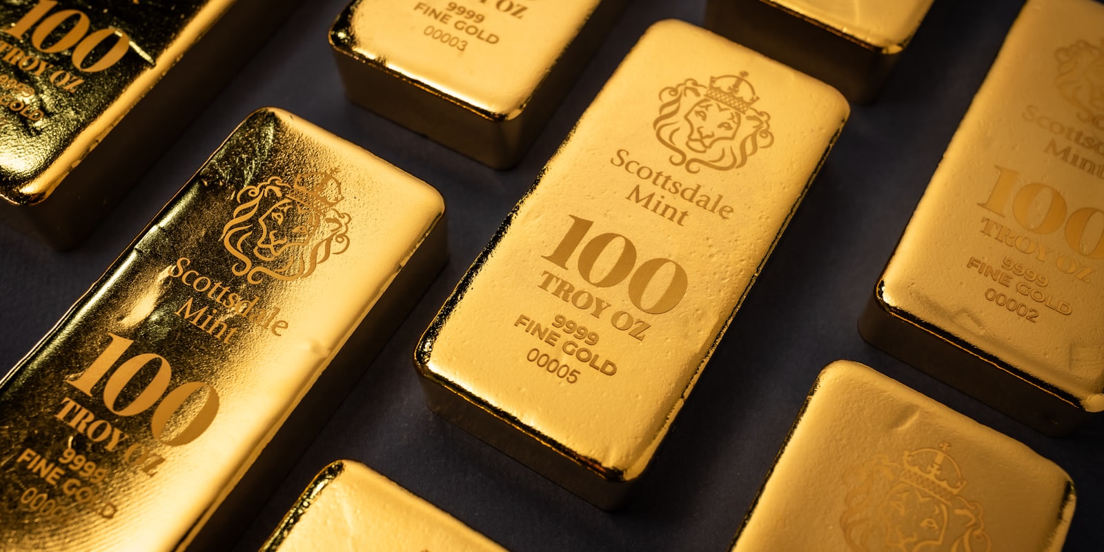 Gold bars arranged in a pattern